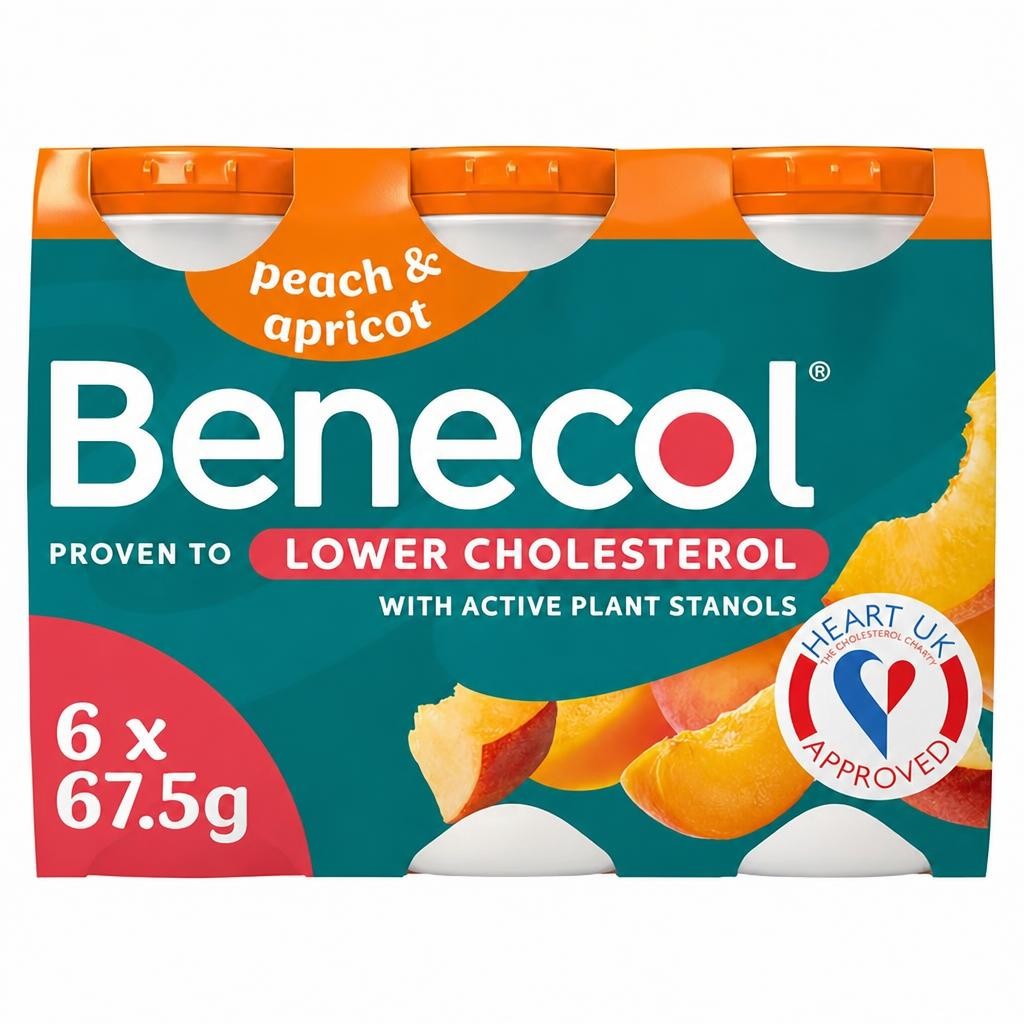 Benecol Peach & Apricot No Added Sugar Yogurt Drink 6x67.5g