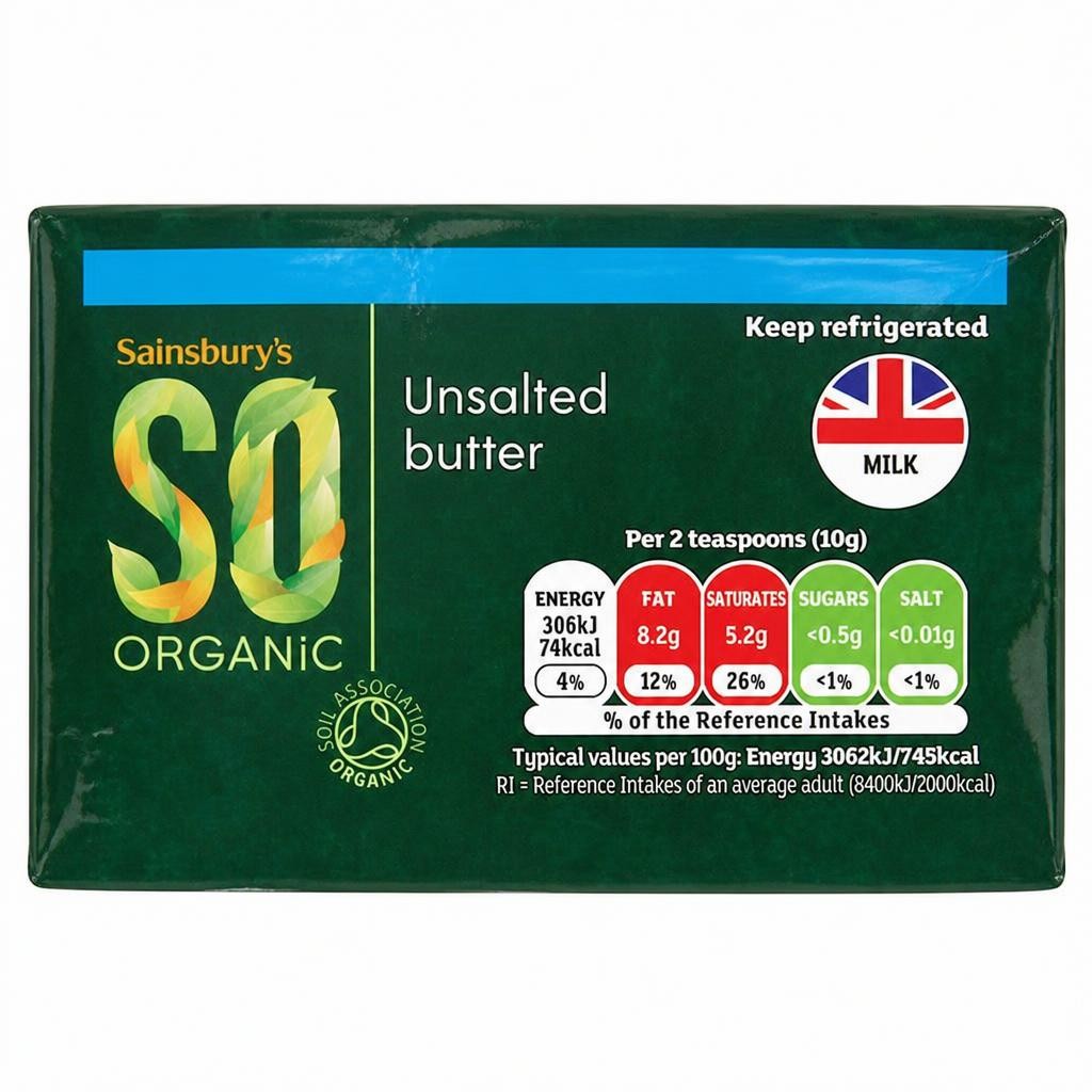 Sainsbury's British Butter Unsalted, SO Organic 250g