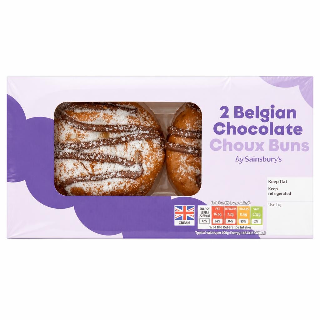 Sainsbury's Belgian Chocolate Choux Buns 2x68g