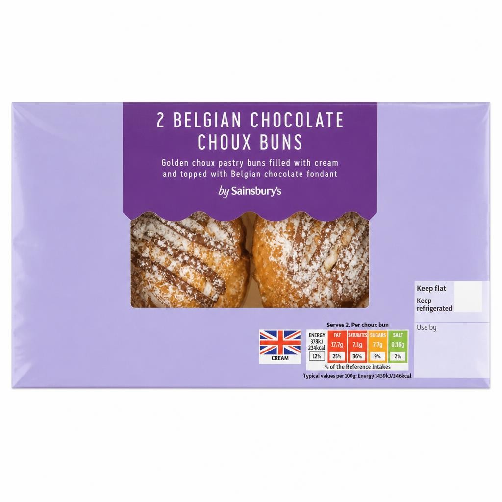 Sainsbury's Belgian Chocolate Choux Buns 2x68g