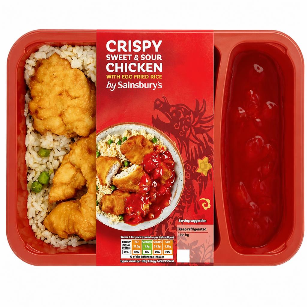 Sainsbury's Chinese Crispy Sweet & Sour Chicken with Egg Fried Rice Ready Meal For 1 400g