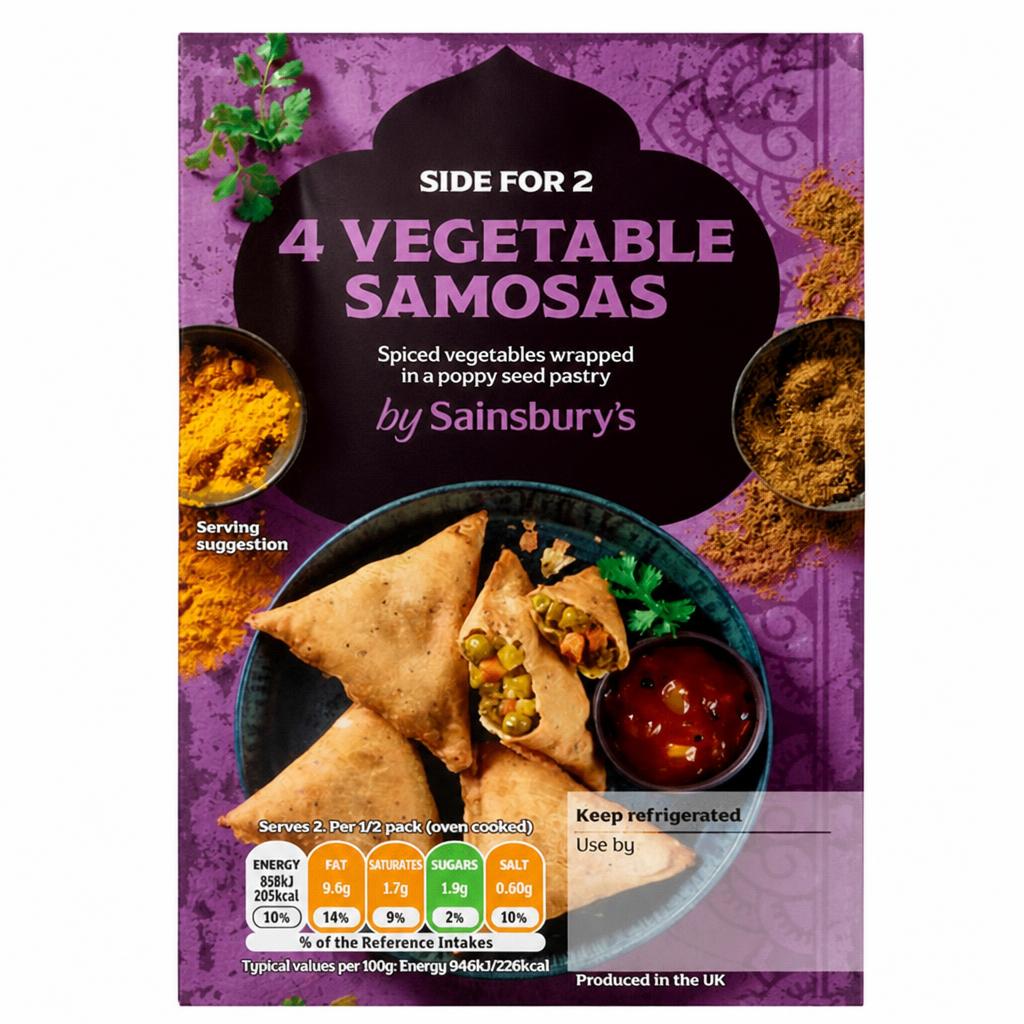 Sainsbury's Indian Vegetable Samosas x4 200g (Serves 2)