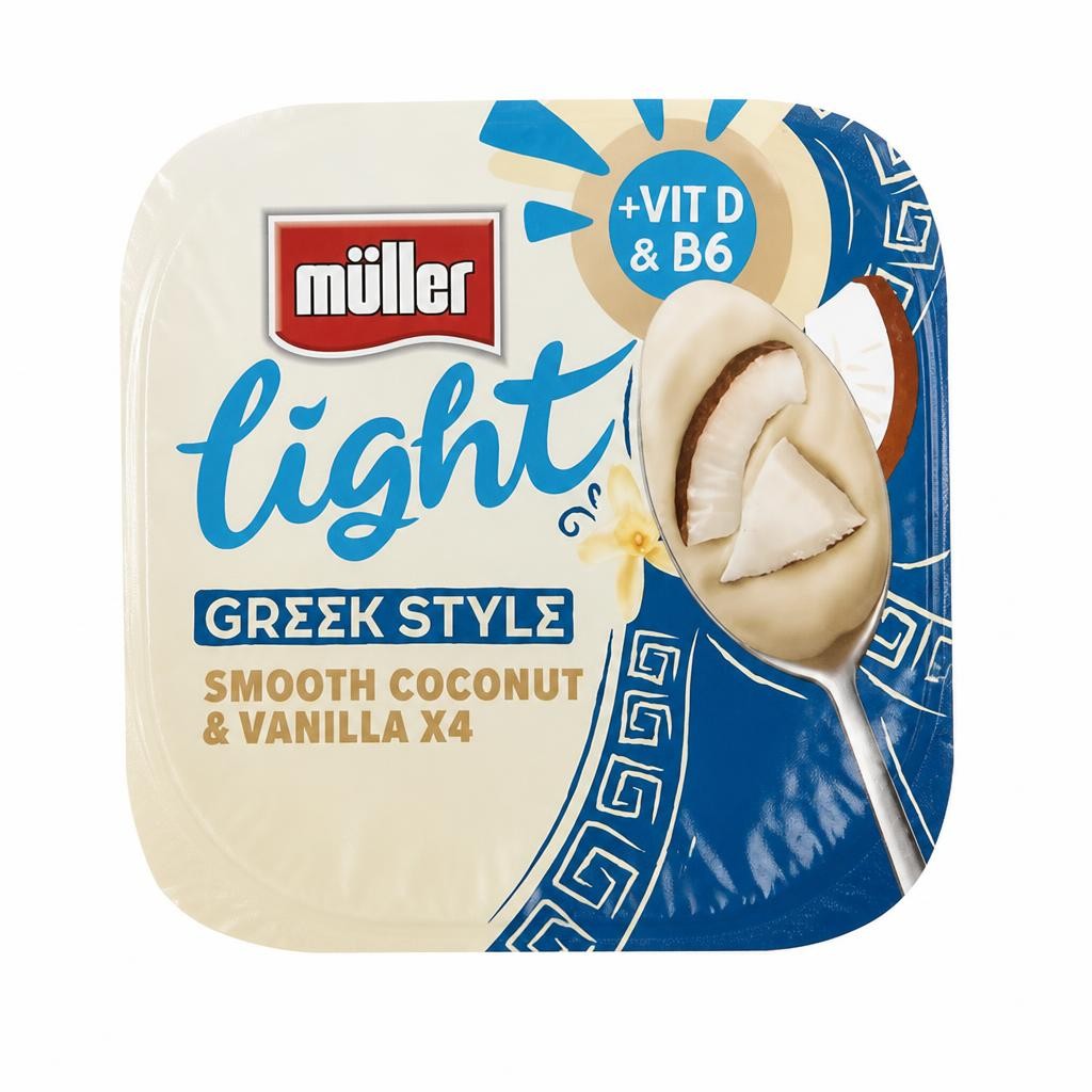 Müller Light Greek Style Coconut With A Hint Of Vanilla Yogurt 4x115g