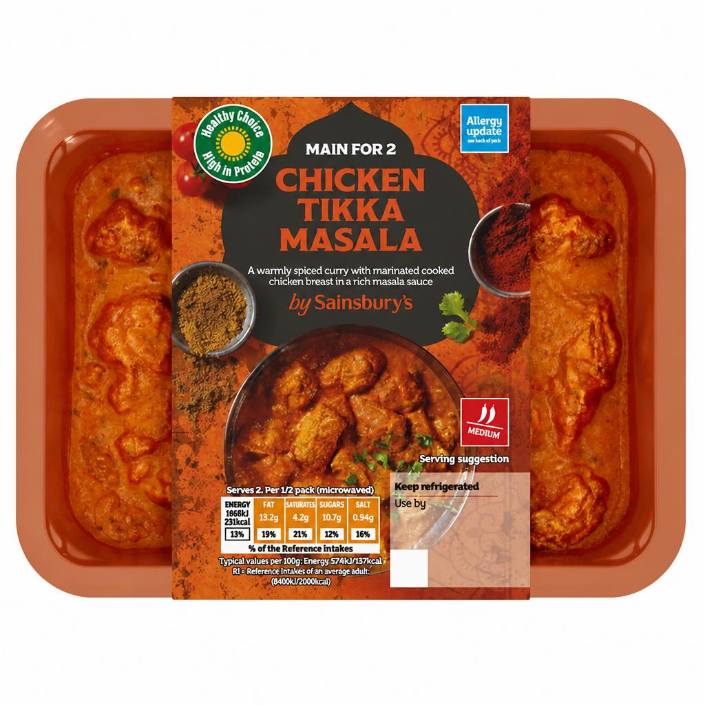 Sainsbury's Indian Chicken Tikka Masala Ready Meal Main For 2 400g
