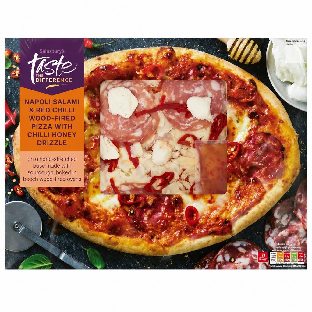 Sainsbury's Wood Fired Napoli Salami & Chilli Honey Pizza, Autumn Edition, Taste the Difference 460g