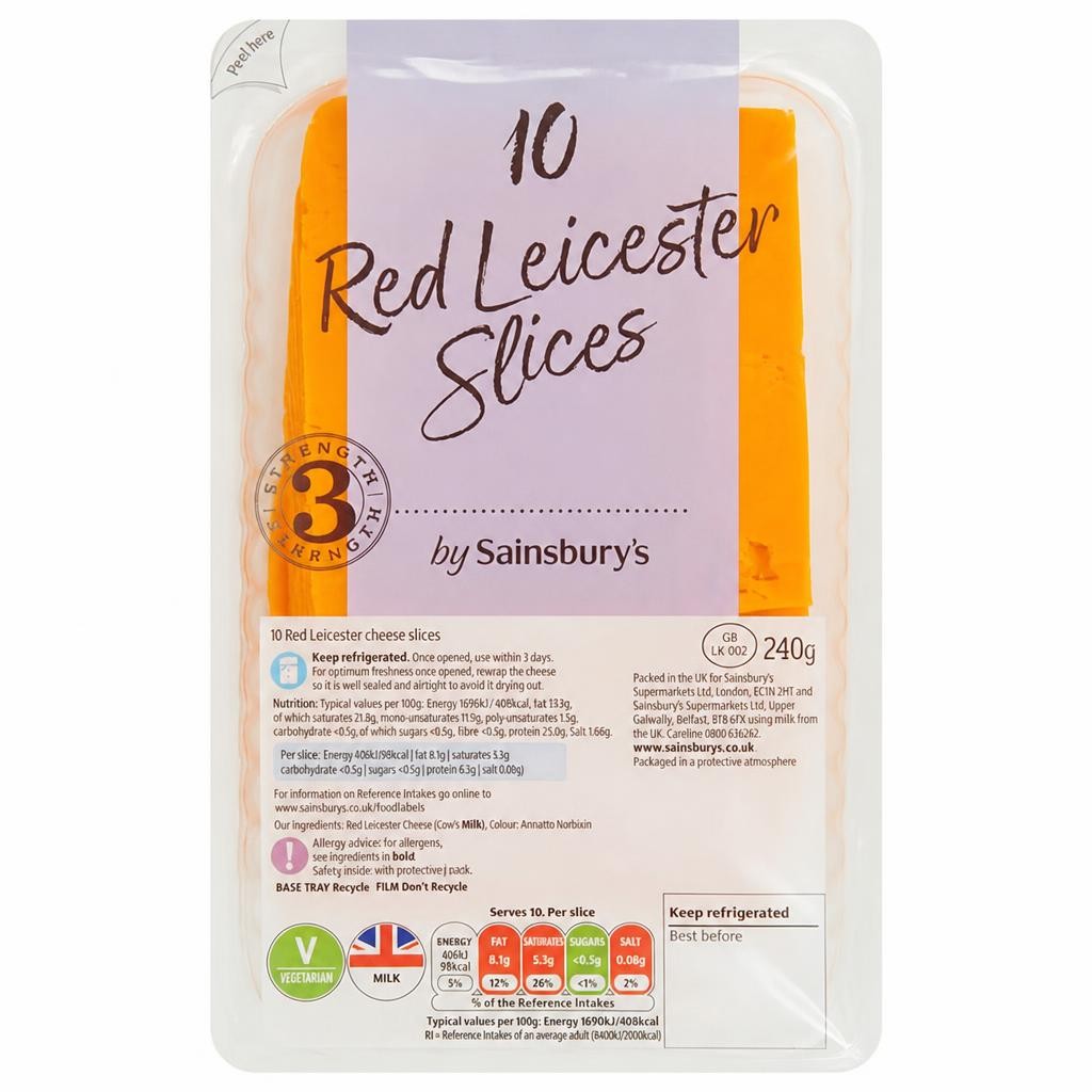 Sainsbury's Red Leicester Cheese Slices 240g