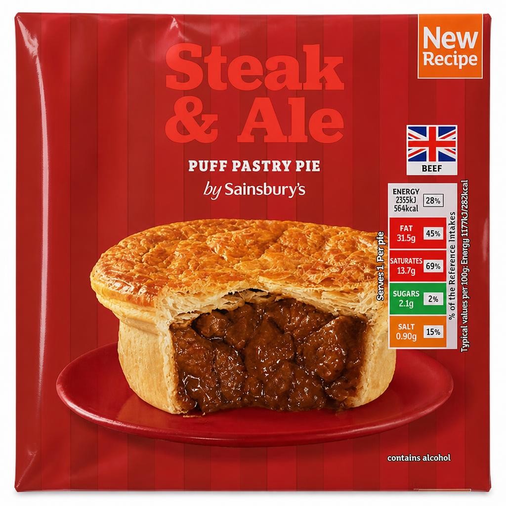 Sainsbury's Steak & Ale Puff Pastry Pie 200g