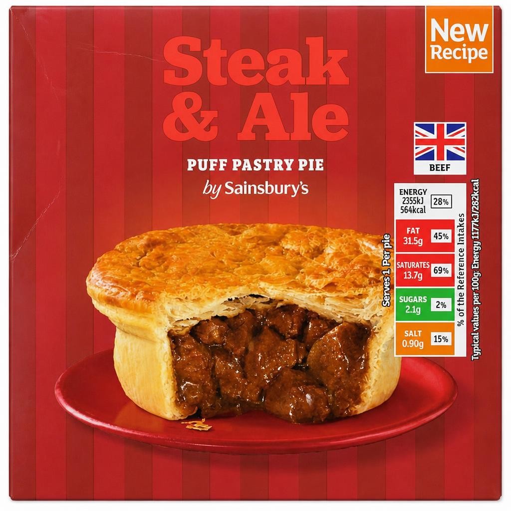 Sainsbury's Steak & Ale Puff Pastry Pie 200g