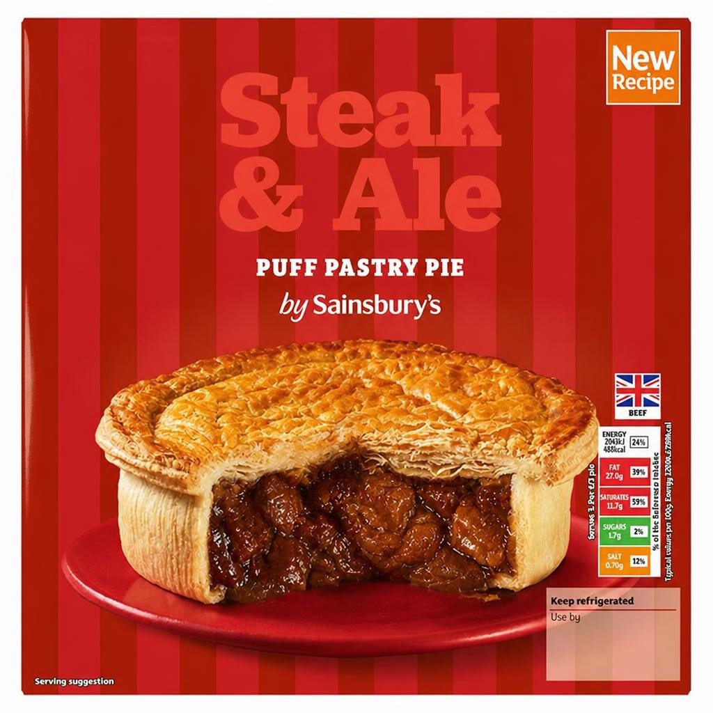 Sainsbury's Steak & Ale Puff Pastry Pie 500g
