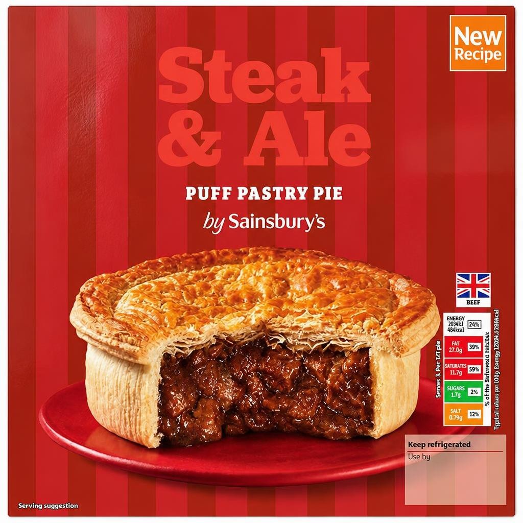 Sainsbury's Steak & Ale Puff Pastry Pie 500g