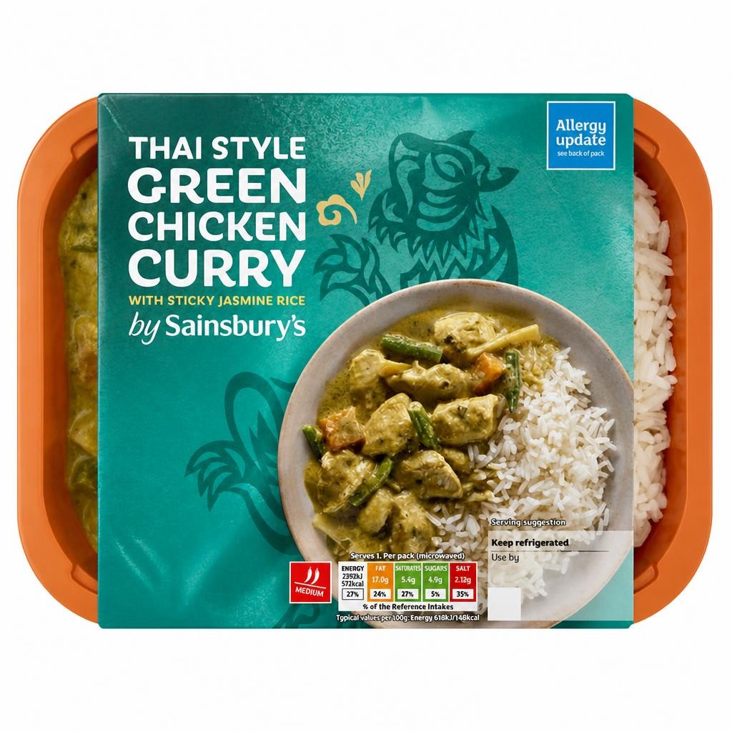 Sainsbury's Thai Green Chicken Curry with Sticky Jasmine Rice Ready Meal for 1 400g