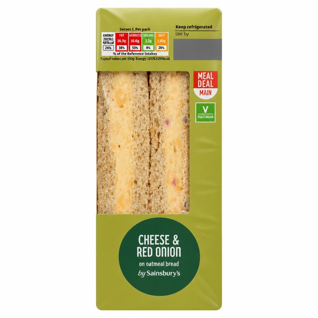 Sainsbury's Cheese & Red Onion on Oatmeal Bread