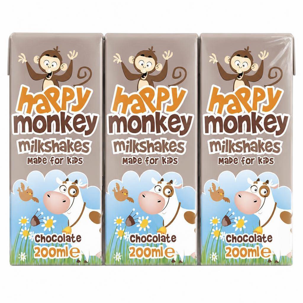 Happy Monkey Chocolate Milkshakes 3x200ml