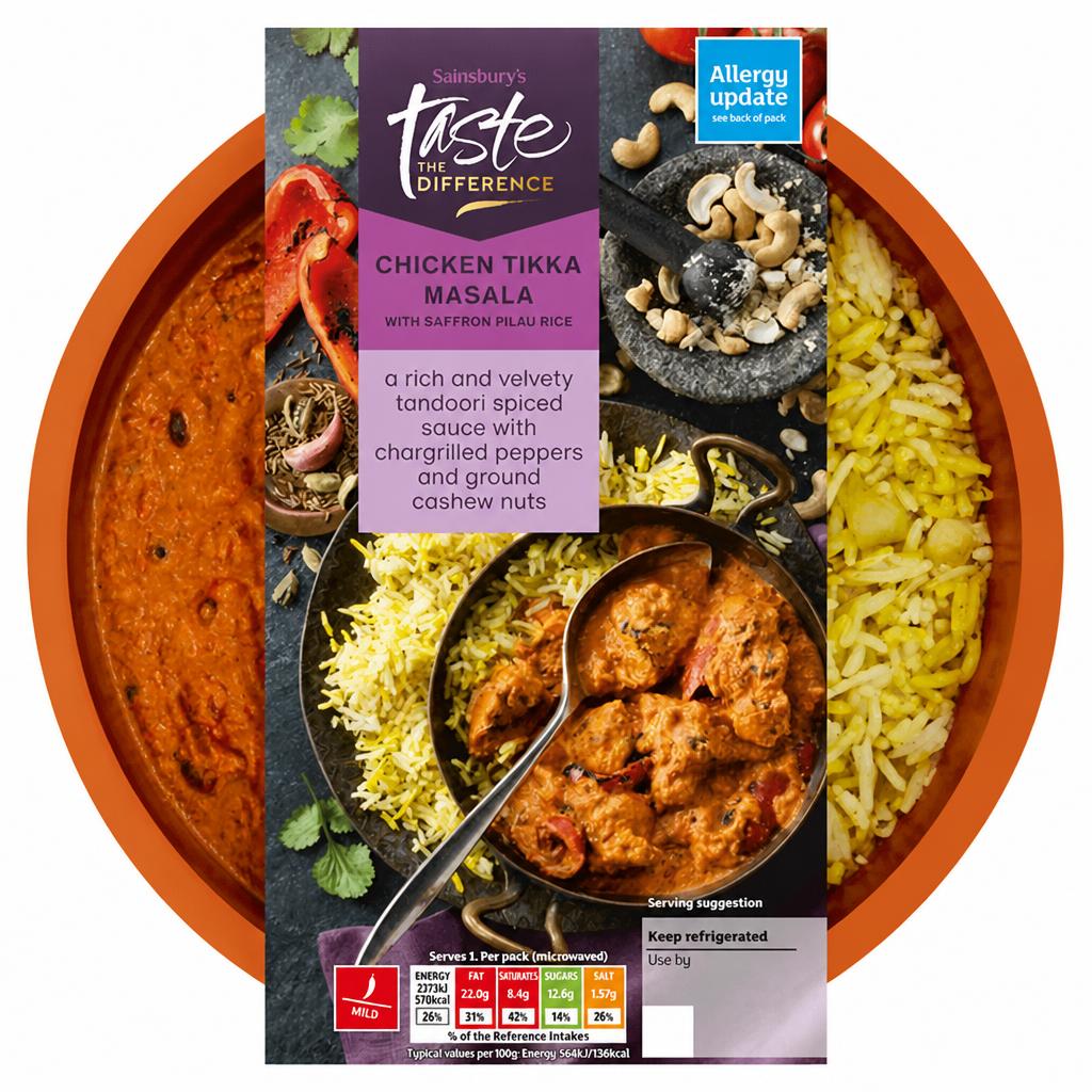 Sainsbury's Chicken Tikka Masala with Pilau Rice, Taste the Difference Ready Meal for 1 400g