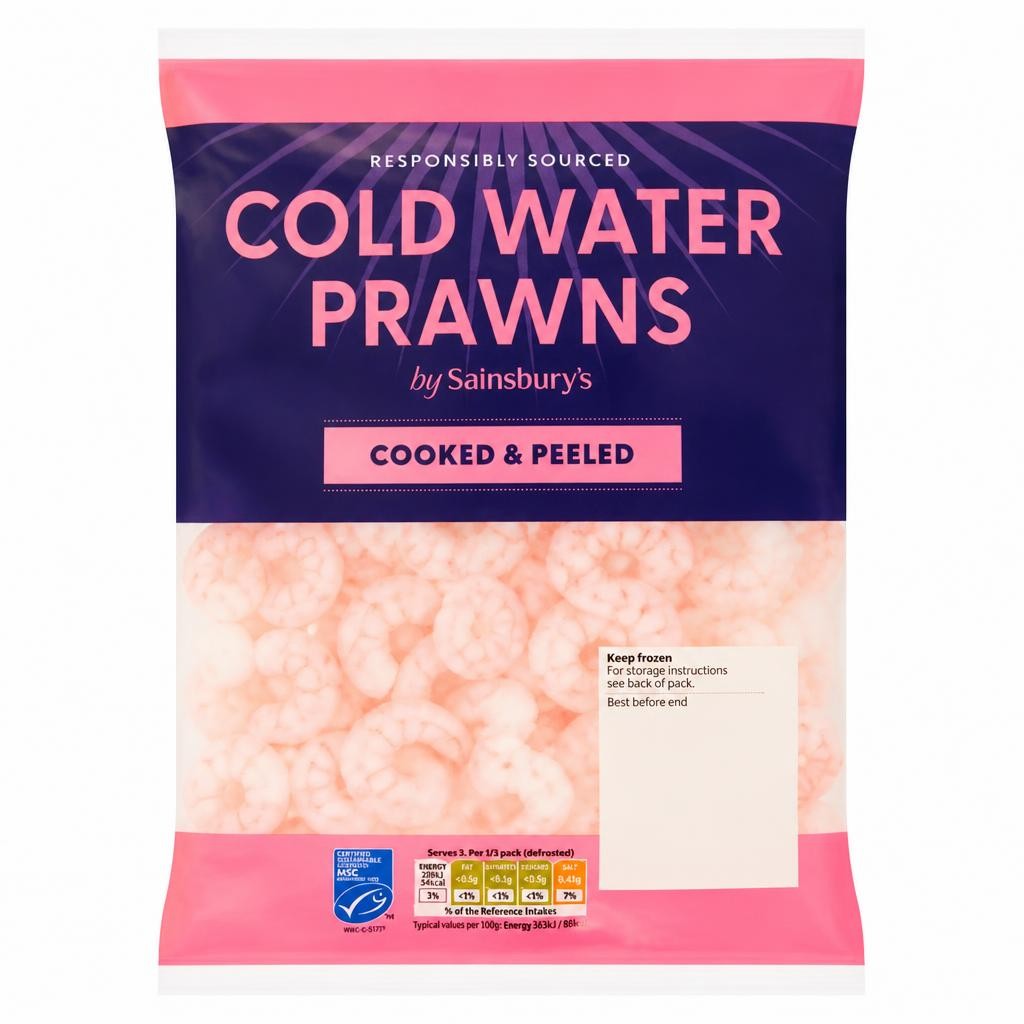 Sainsbury's Frozen Cooked & Peeled Cold Water Prawns MSC 250g