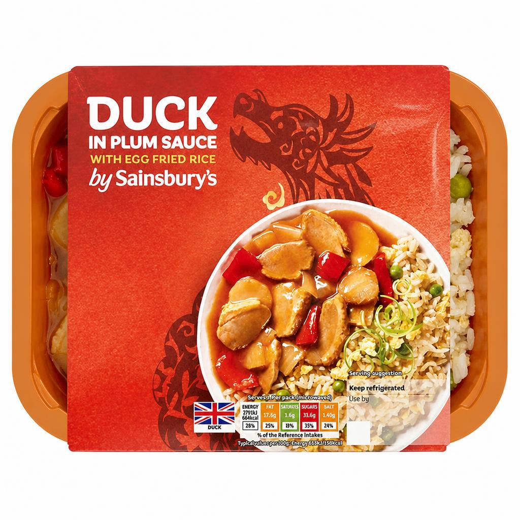 Sainsbury's Chinese Duck In Plum Sauce with Egg Fried Rice Ready Meal For 1 400g