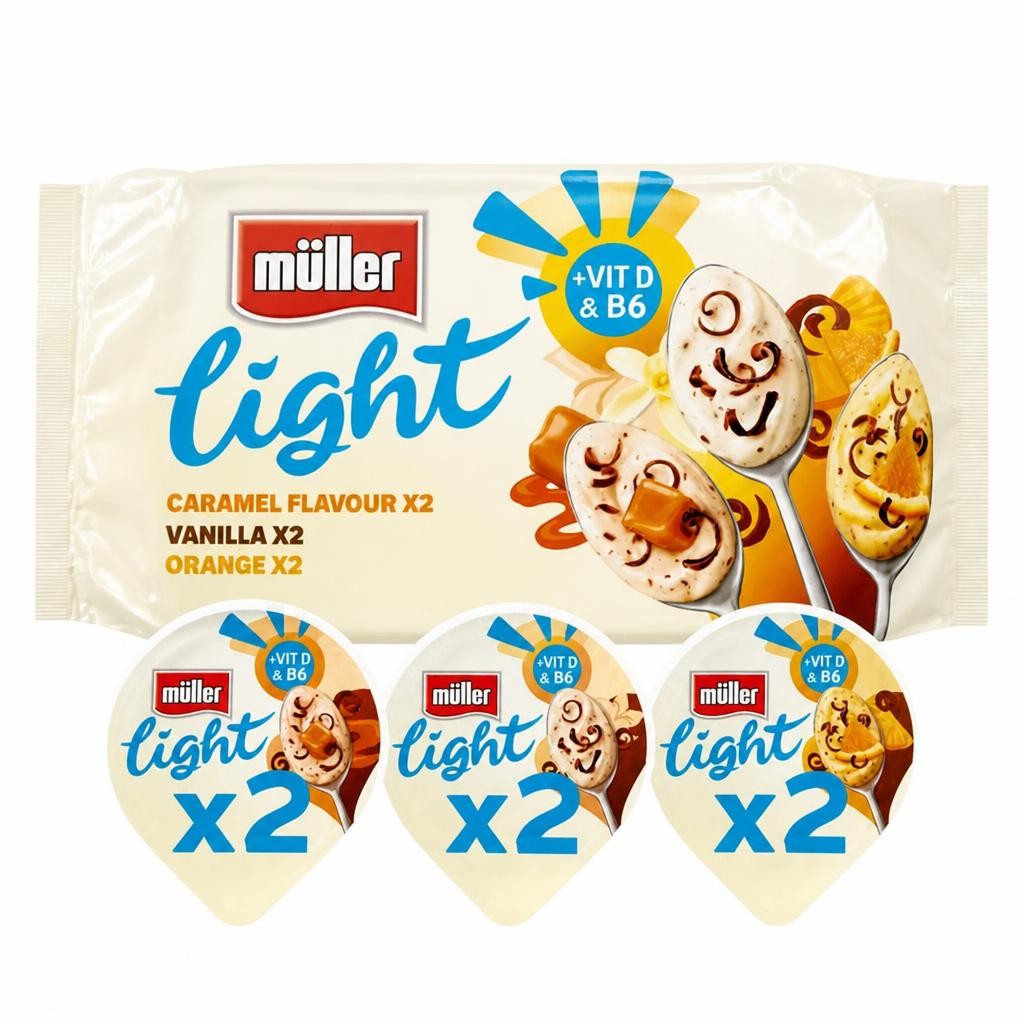 Muller Light Fat Free Yogurts With Chocolate Sprinkles 6x140g