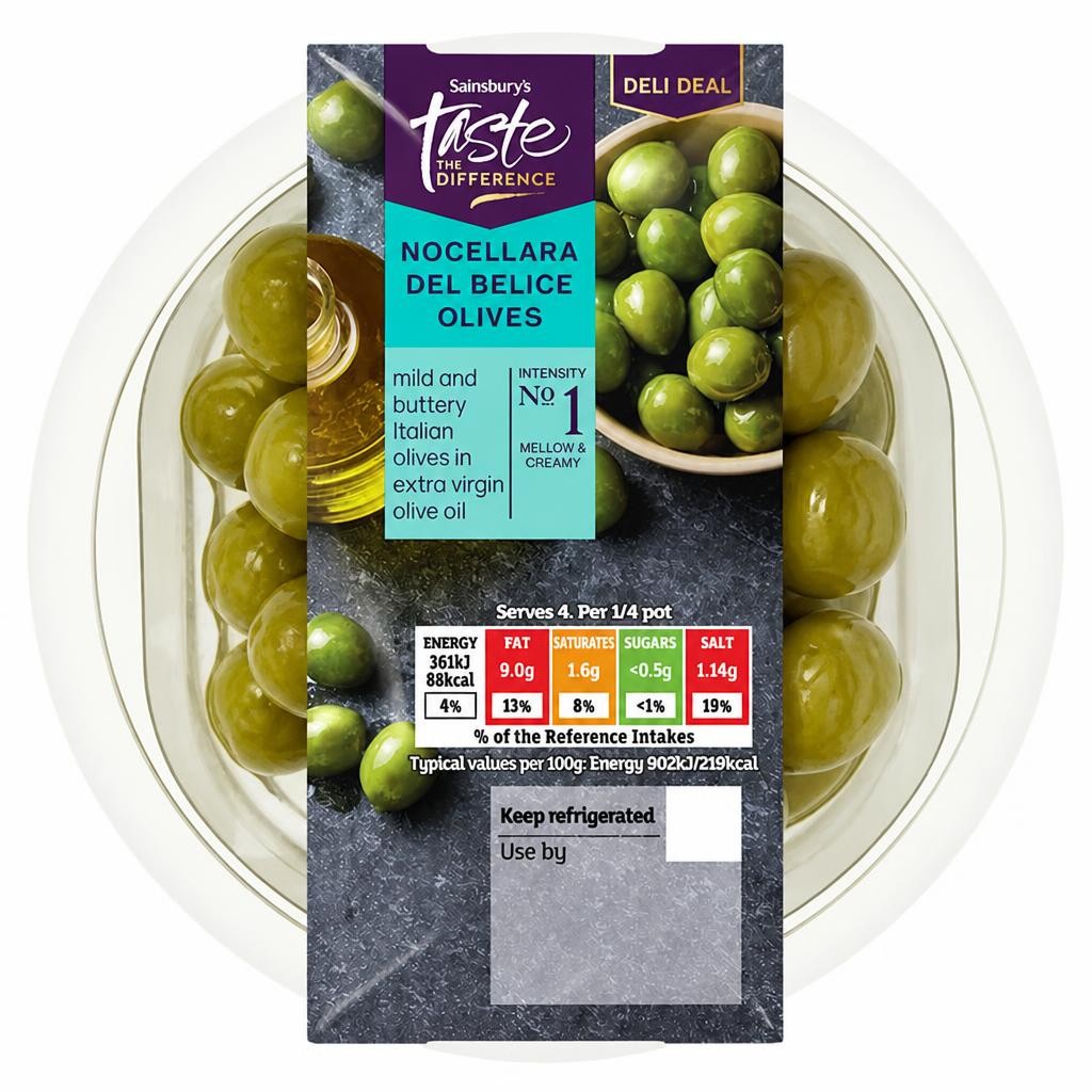 Sainsbury's Nocellara Del Belice Olives, Taste the Difference 160g