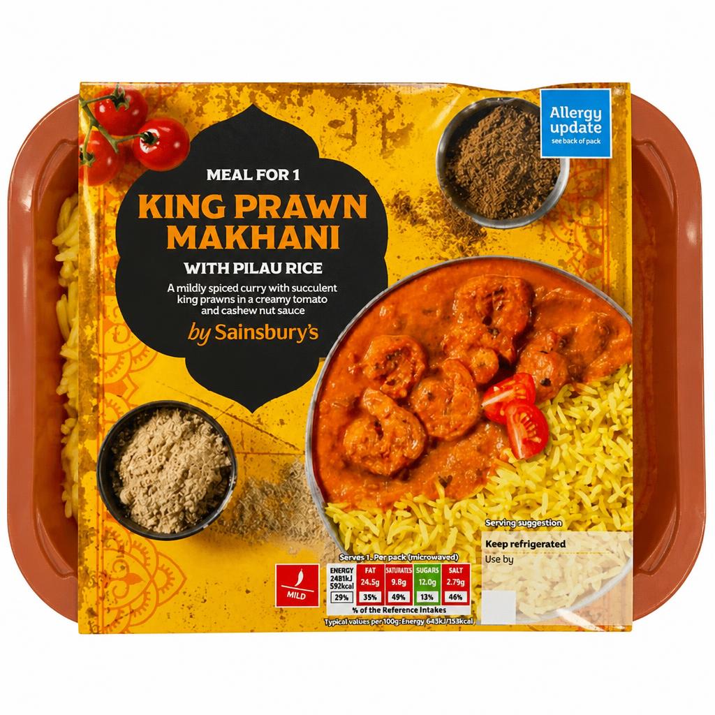 Sainsbury's Indian King Prawn Makhani with Pilau Rice Ready Meal for 1 400g