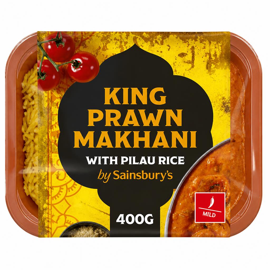 Sainsbury's Indian King Prawn Makhani with Pilau Rice Ready Meal for 1 400g