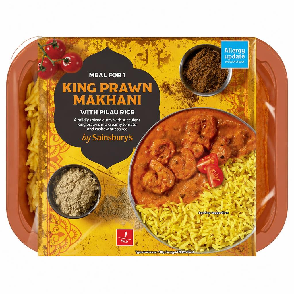 Sainsbury's Indian King Prawn Makhani with Pilau Rice Ready Meal for 1 400g