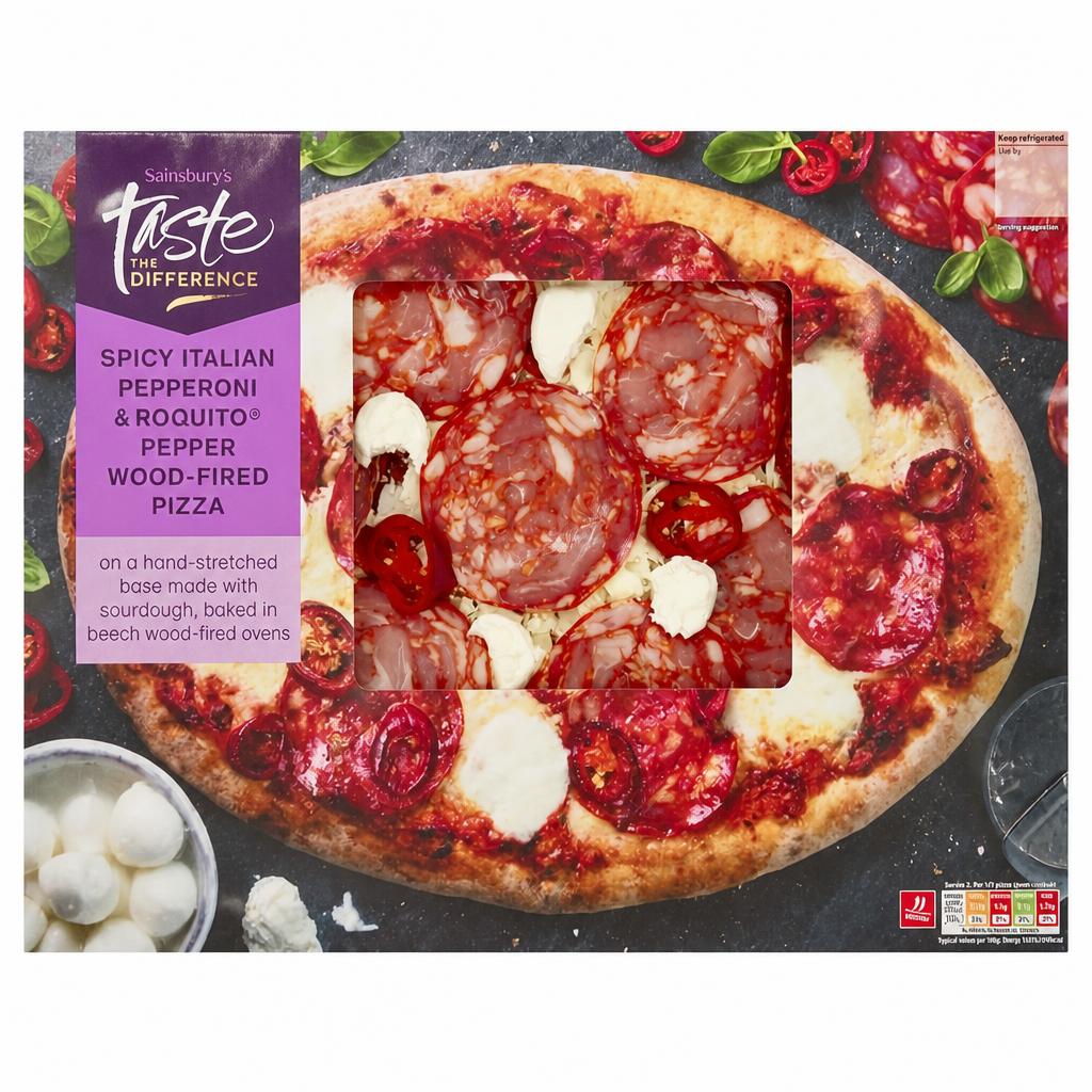 Sainsbury's Spicy Pepperoni & Roquito Pizza, Taste the Difference 472g