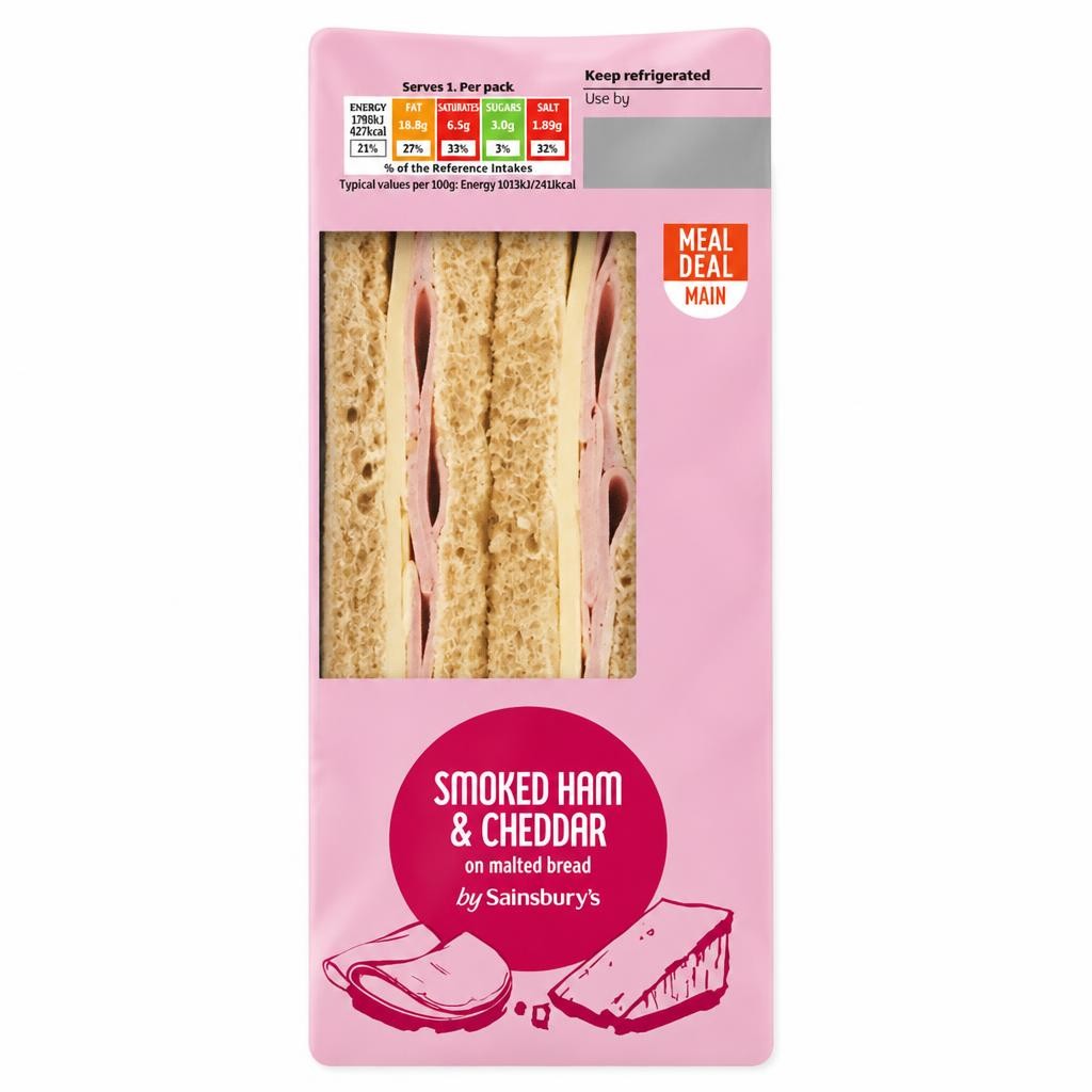 Sainsbury's Smoked Ham & Cheddar on Malted Bread Sandwich