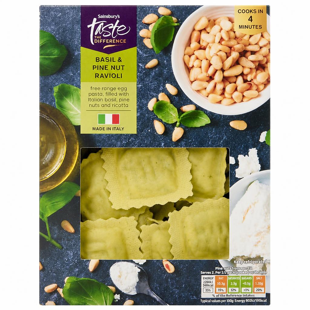 Sainsbury's Basil & Pine Nuts Ravioli, Taste the Difference 250g
