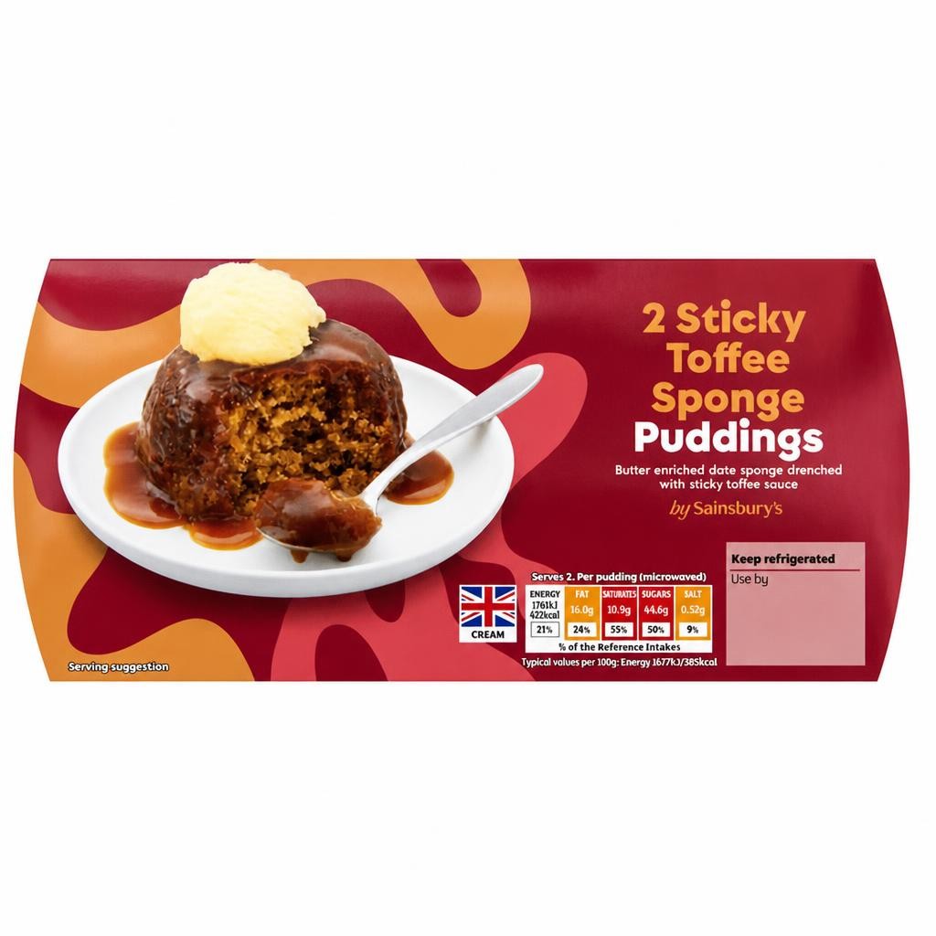 Sainsbury's Sticky Toffee Sponge Pudding 2x110g