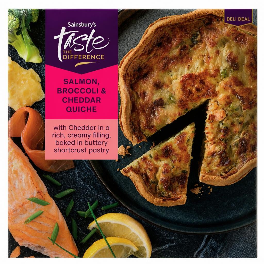 Sainsbury's Salmon, Broccoli & Vintage Cheddar Quiche, Taste the Difference 400g