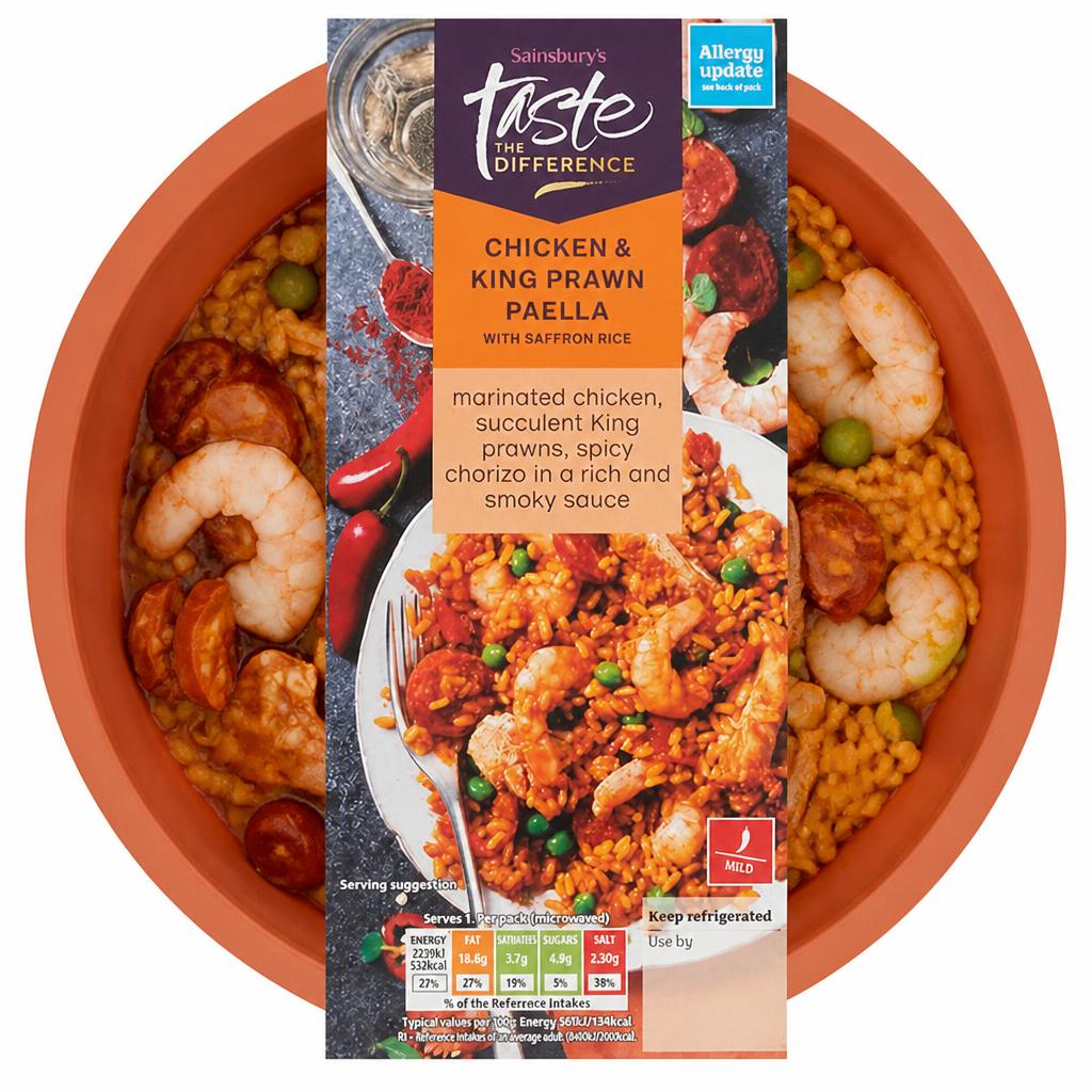 Sainsbury's Chicken & King Prawn Paella, Taste the Difference 400g (Serves 1)