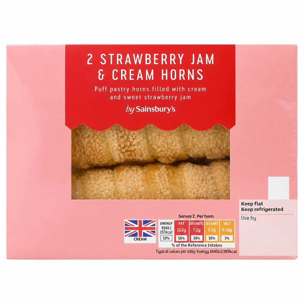 Sainsbury's Strawberry Jam & Cream Horns 98g