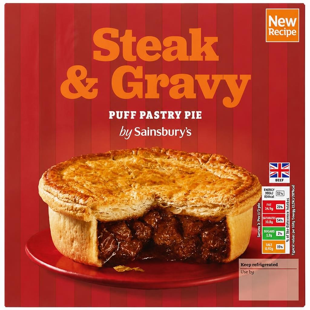 Sainsbury's Steak & Gravy Puff Pastry Pie 500g