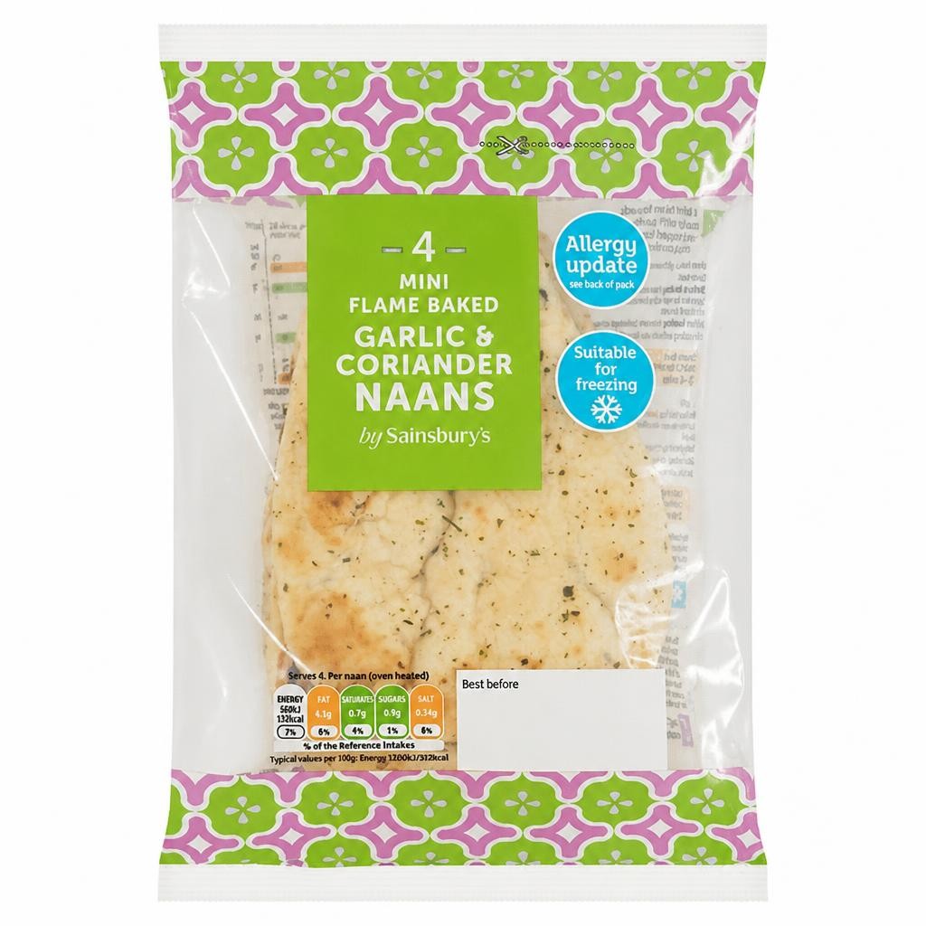 Sainsbury's Mini Garlic & Coriander Naans x4