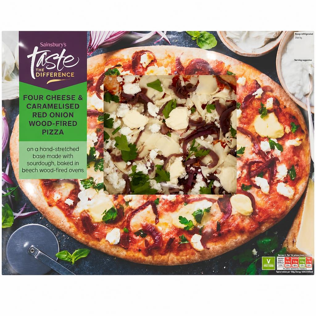 Sainsbury's Wood-Fired Four Cheese & Caramelised Red Onion, Taste the Difference 475g