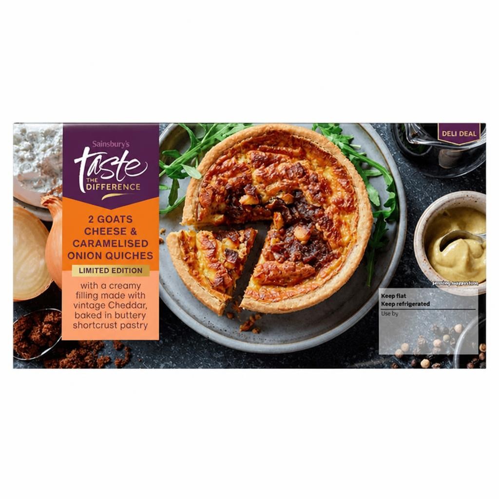 Sainsbury's Goats Cheese & Caramelised Onion Quiches, Limited Edition, Taste the Difference x2 280g