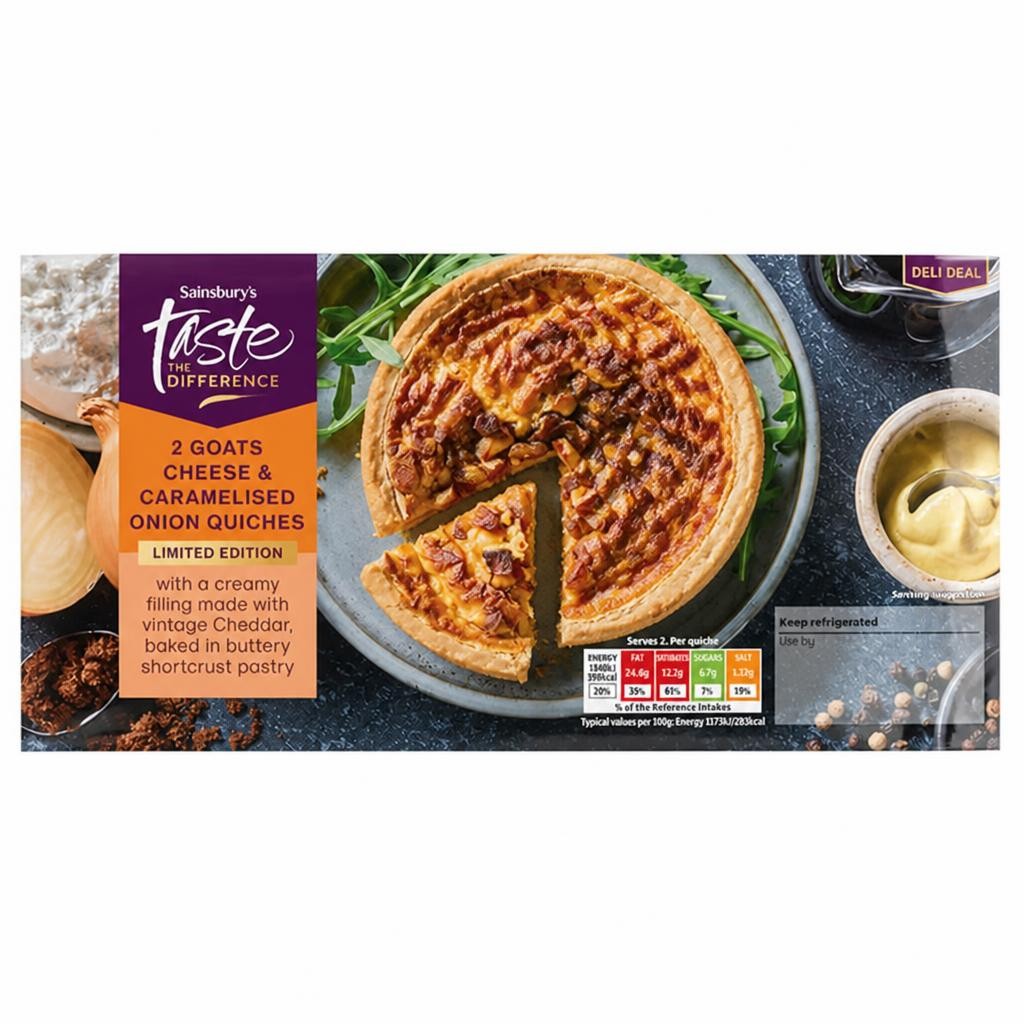 Sainsbury's Goats Cheese & Caramelised Onion Quiches, Limited Edition, Taste the Difference x2 280g