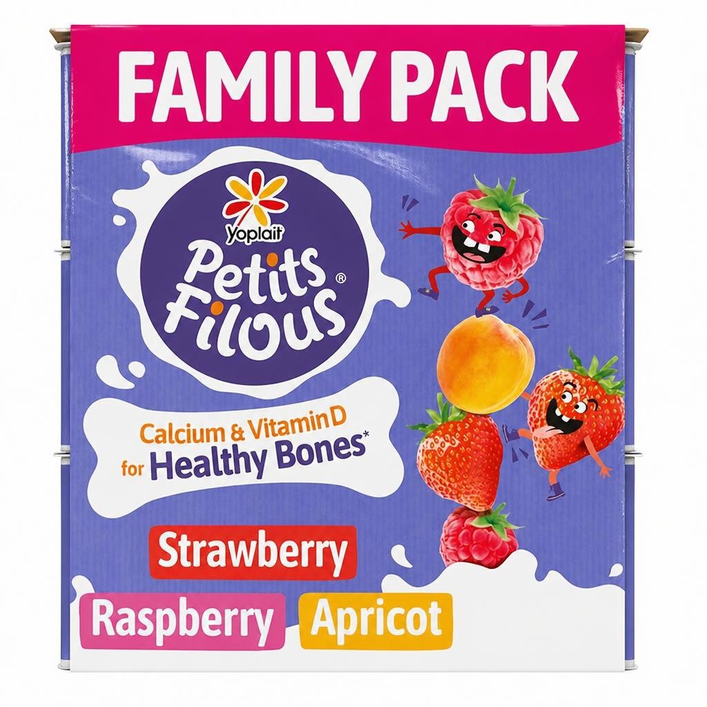 Petits Filous Kids Strawberry, Raspberry & Apricot Yoghurt Small Pots 18x47g