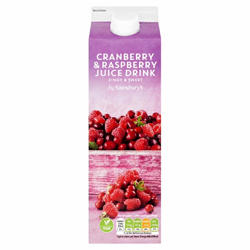 Sainsbury's Cranberry & Raspberry Juice Drink 1L
