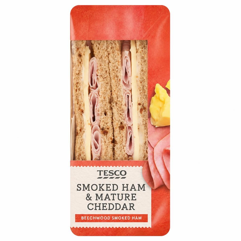 Tesco Smoked Ham And Cheddar Cheese Sandwich