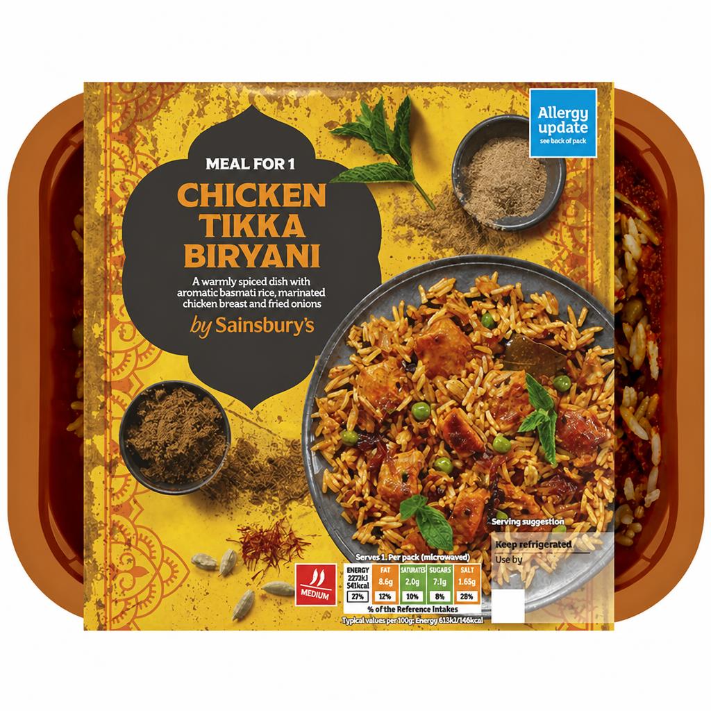 Sainsbury's Indian Chicken Tikka Biryani with Basmati Rice Ready Meal for 1 400g
