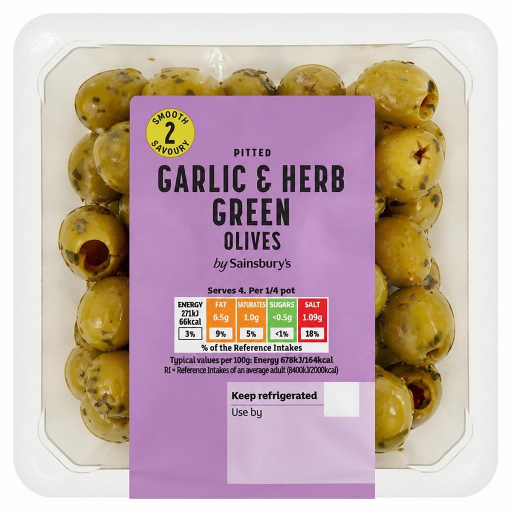 Sainsbury's Garlic & Herb Green Olives 160g