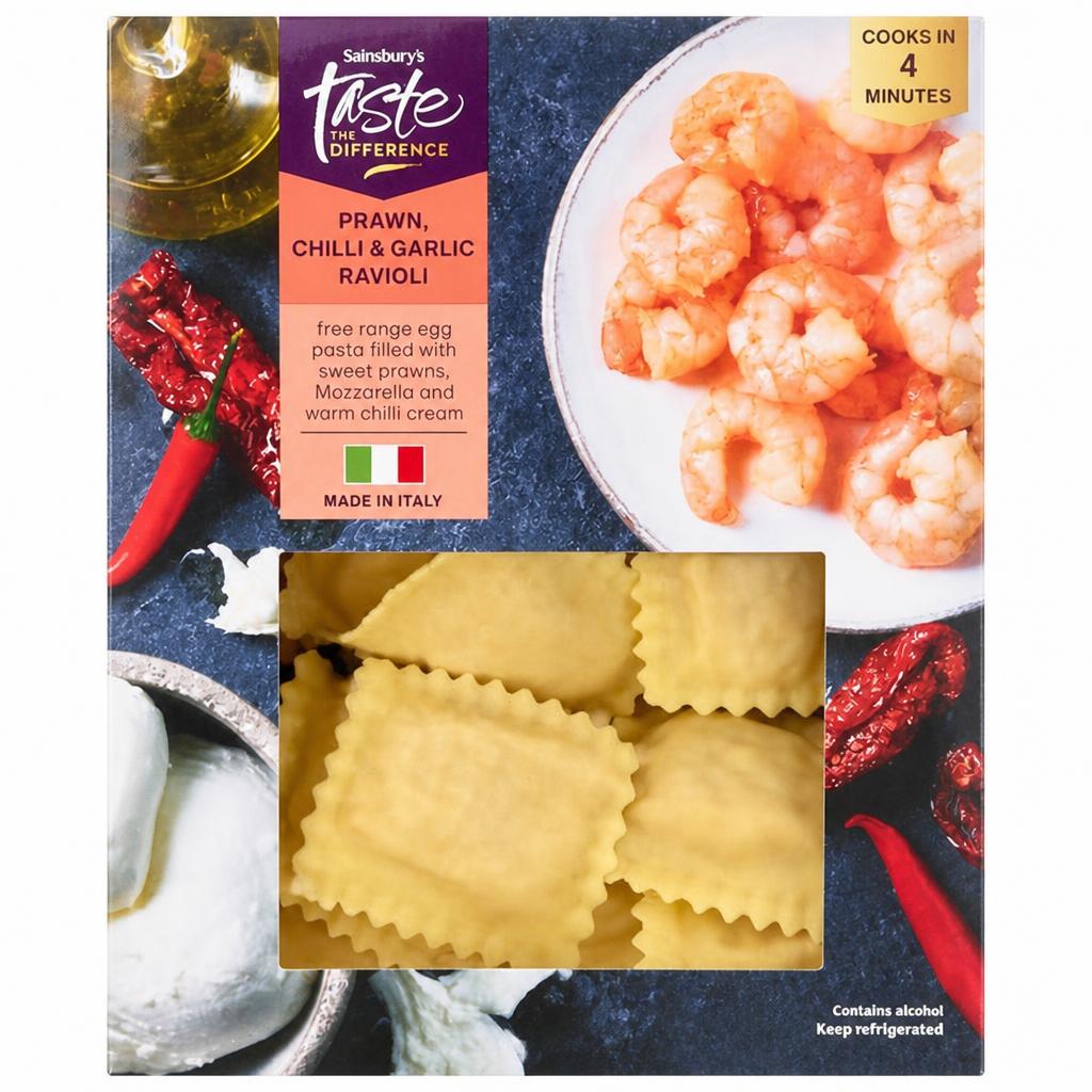 Sainsbury's Prawn, Chilli & Garlic Ravioli, Taste the Difference 250g