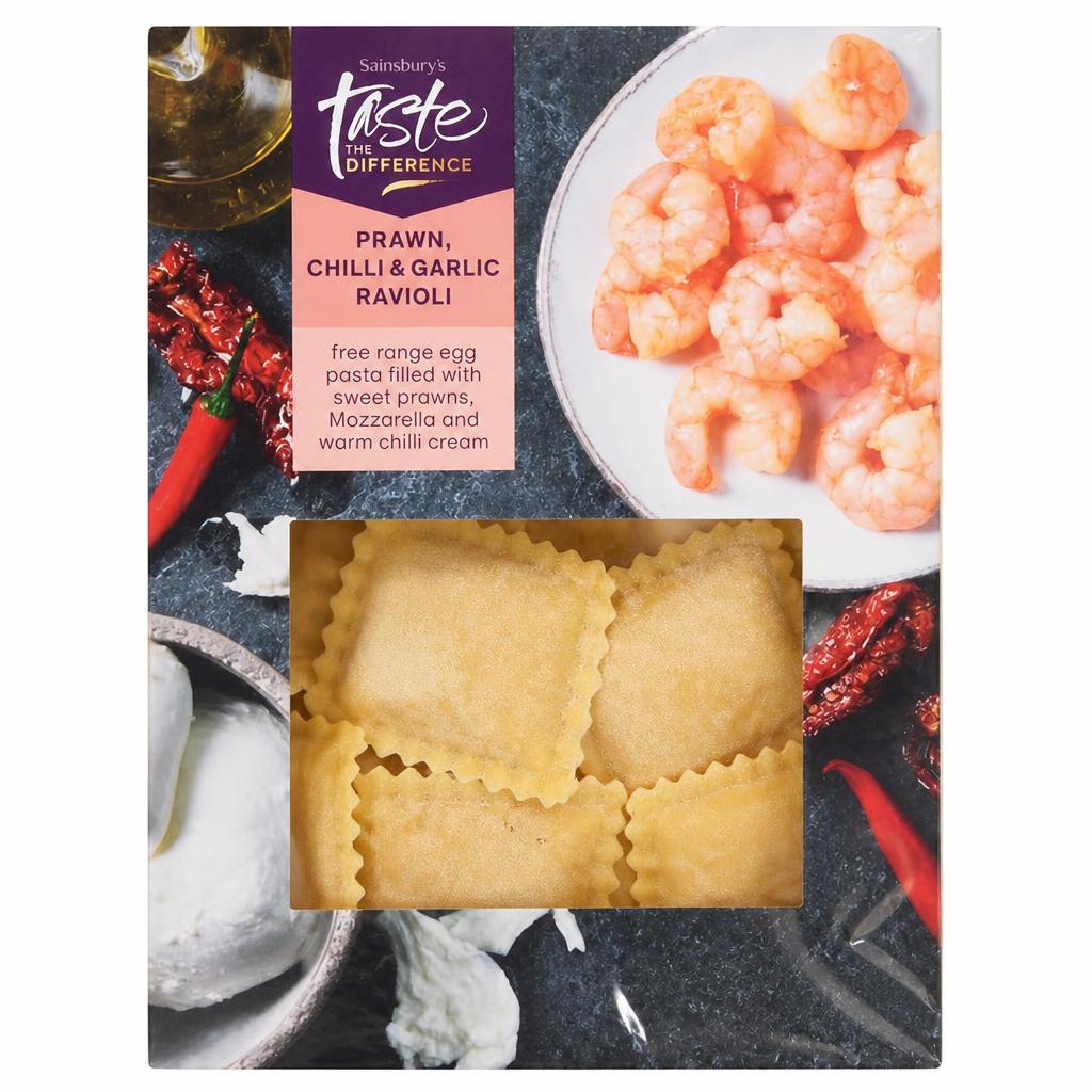 Sainsbury's Prawn, Chilli & Garlic Ravioli, Taste the Difference 250g