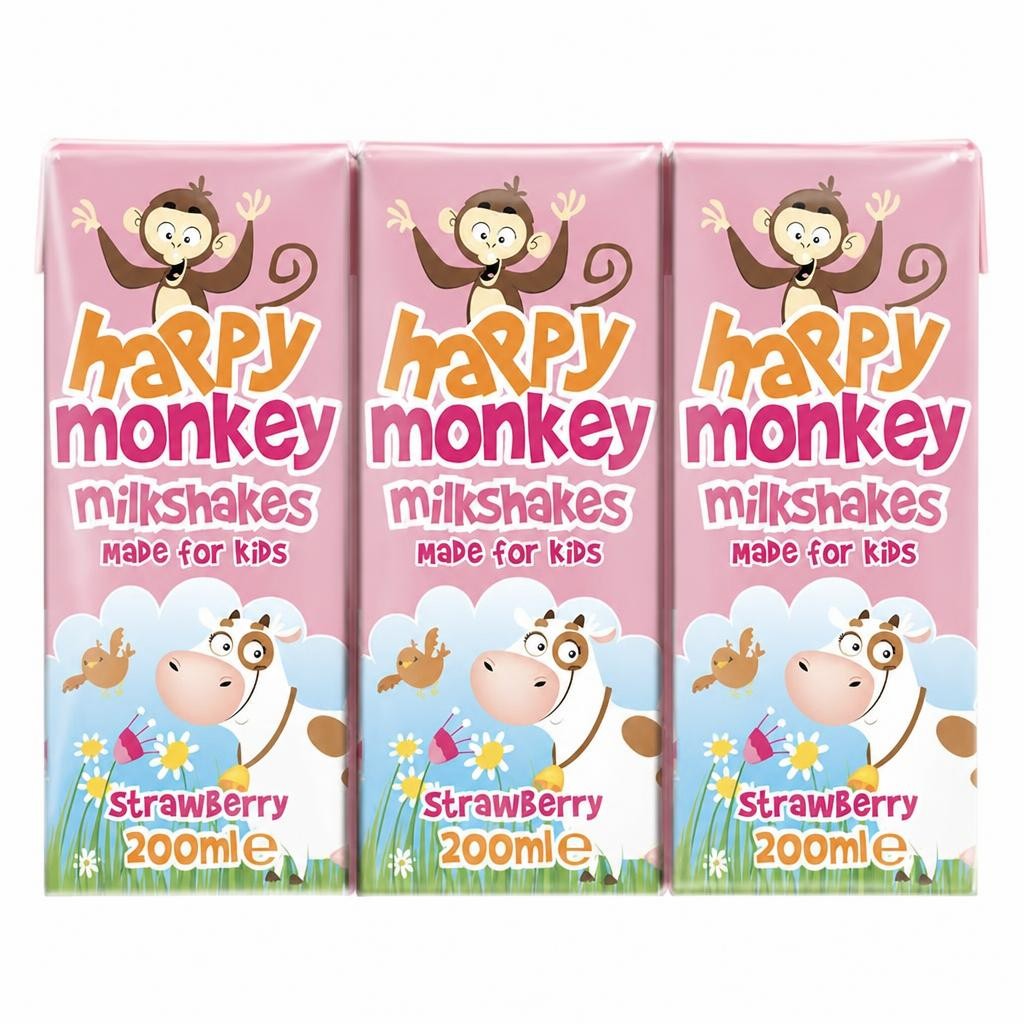 Happy Monkey Strawberry Milkshake 3x200ml