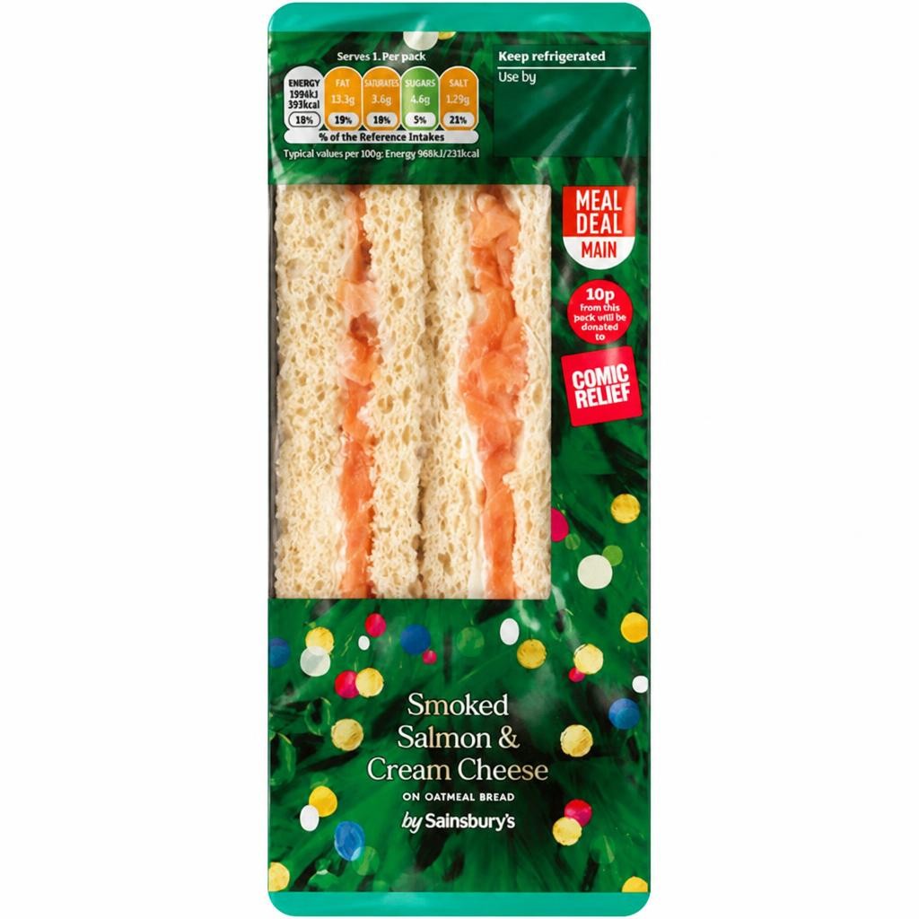 Sainsbury's Smoked Salmon & Cream Cheese on Oatmeal Bread Sandwich