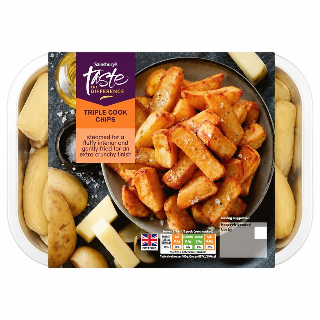 Sainsbury's Triple Cook Chips, Taste the Difference 400g
