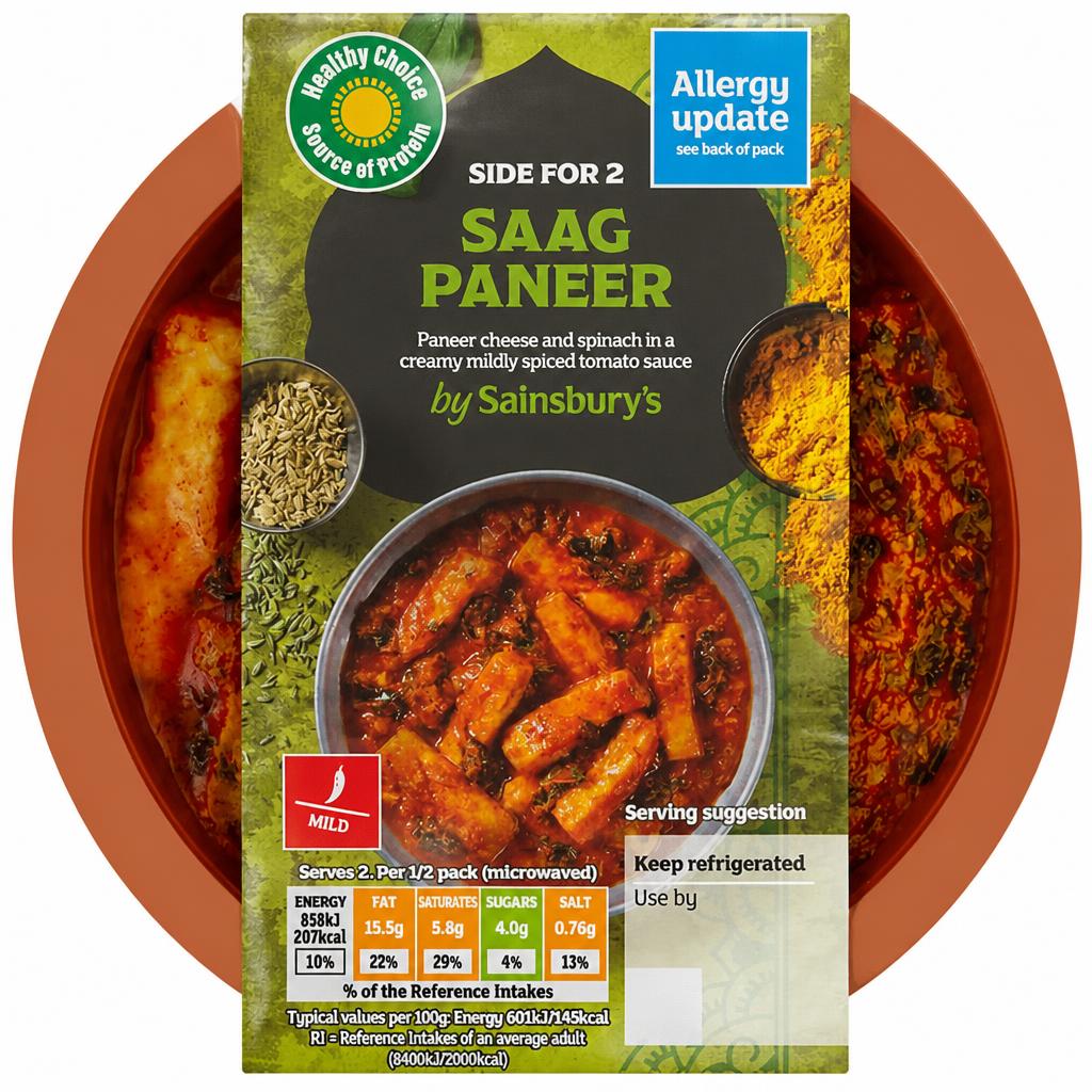 Sainsbury's Indian Saag Paneer Ready Meal Side For 2 300g
