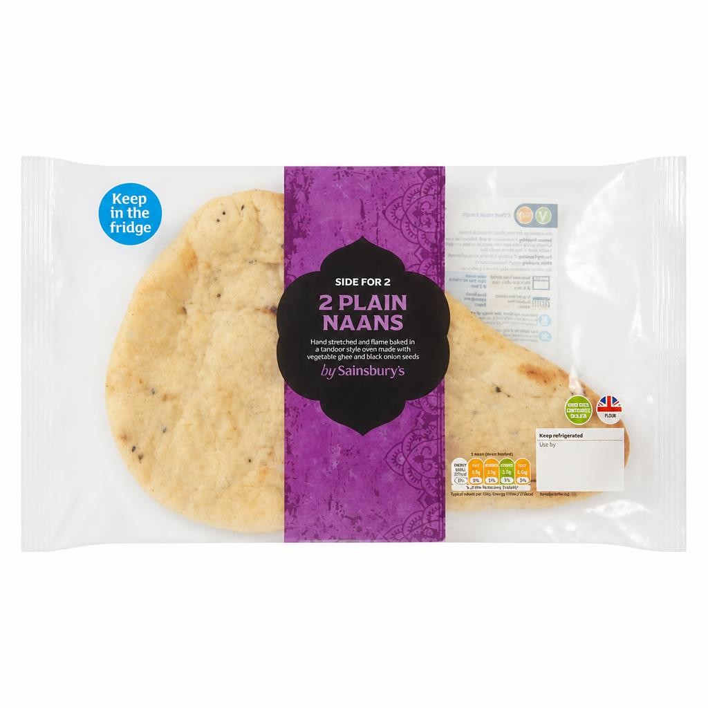 Sainsbury's Indian Plain Naan x2 260g