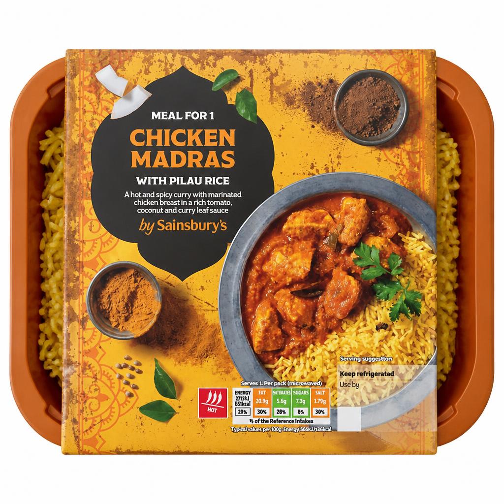 Sainsbury's Indian Chicken Madras with Pilau Rice Ready Meal for 1 400g